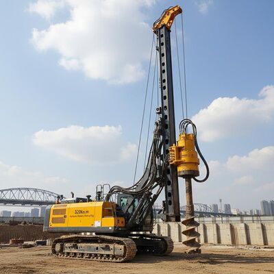 Esta plataforma de perforación rotativa hidráulica de 320 kN.m con una profundidad máxima de 54 m y un diámetro de perforación de 2500 mm