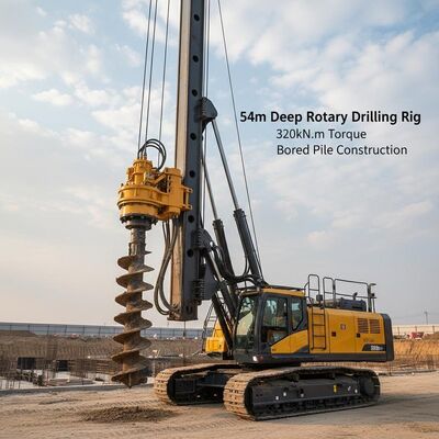 Plataforma de perforación rotativa de 54 m de profundidad con un par de torsión de 320 kN.m y un diámetro de perforación de 2500 mm para la construcción de pilotes perforados